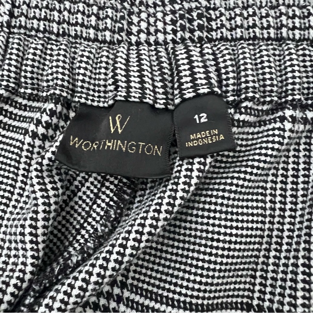 Worthington Black and White High Rise Glen Plaid Pull-On Pants Women’s Size 12 - Picture 9 of 13